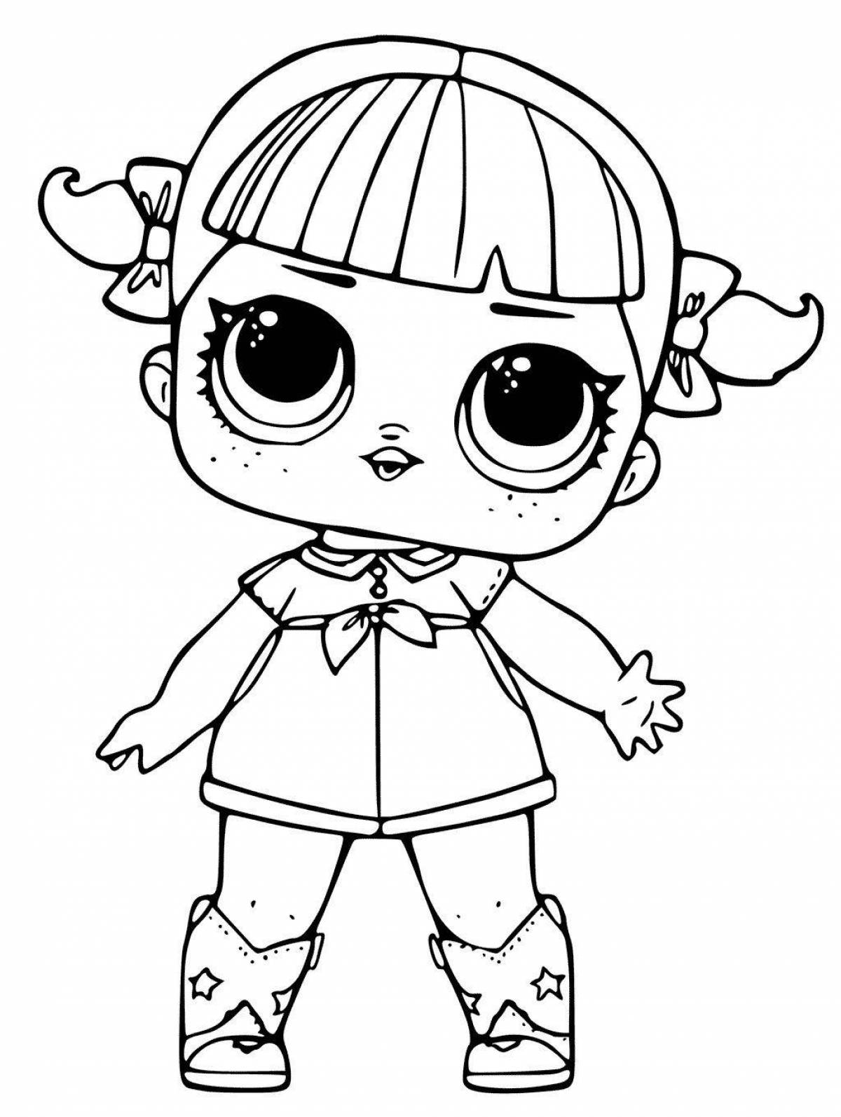 Exuberant coloring page lol doll black and white
