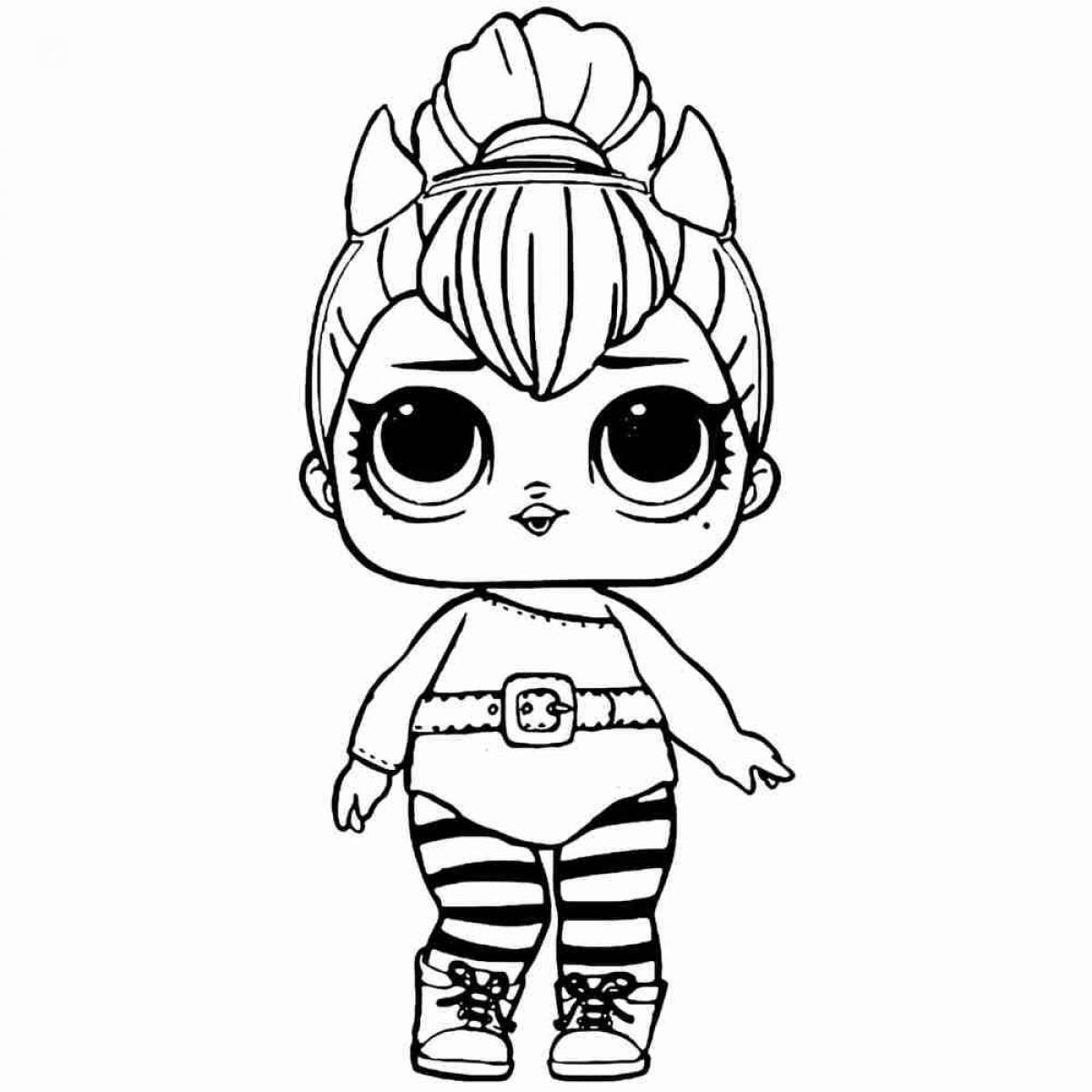 Photo Glamor coloring lol doll black and white