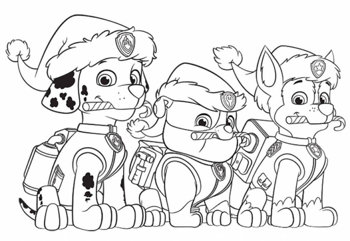 Colorful paw patrol coloring page for kids
