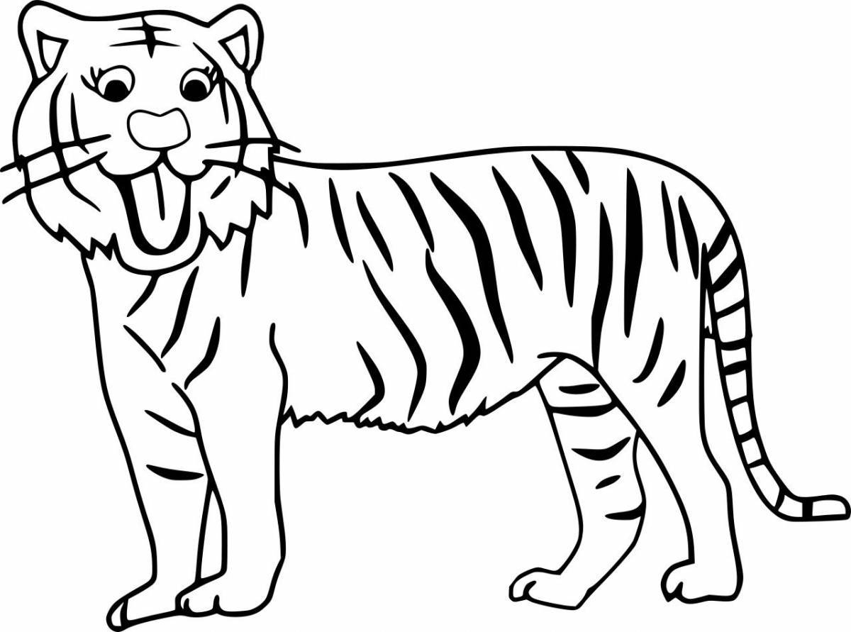Coloring book bright Amur tiger