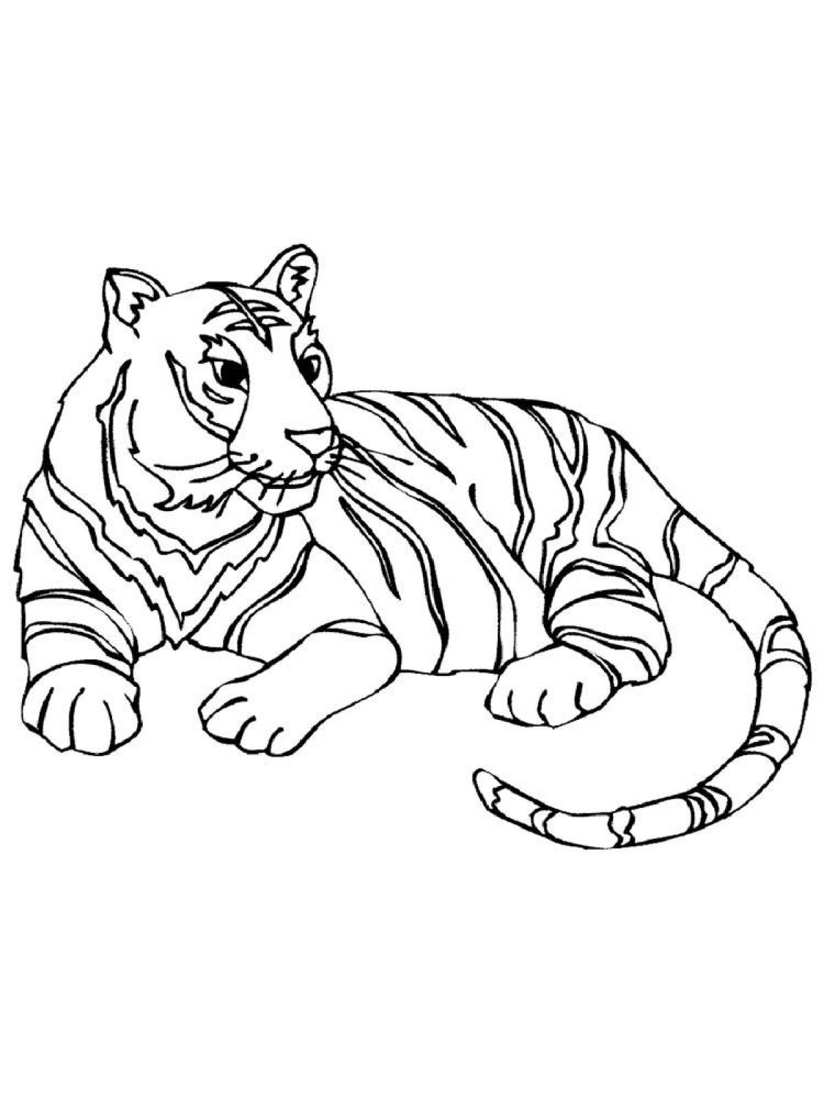 Coloring book beckoning siberian tiger