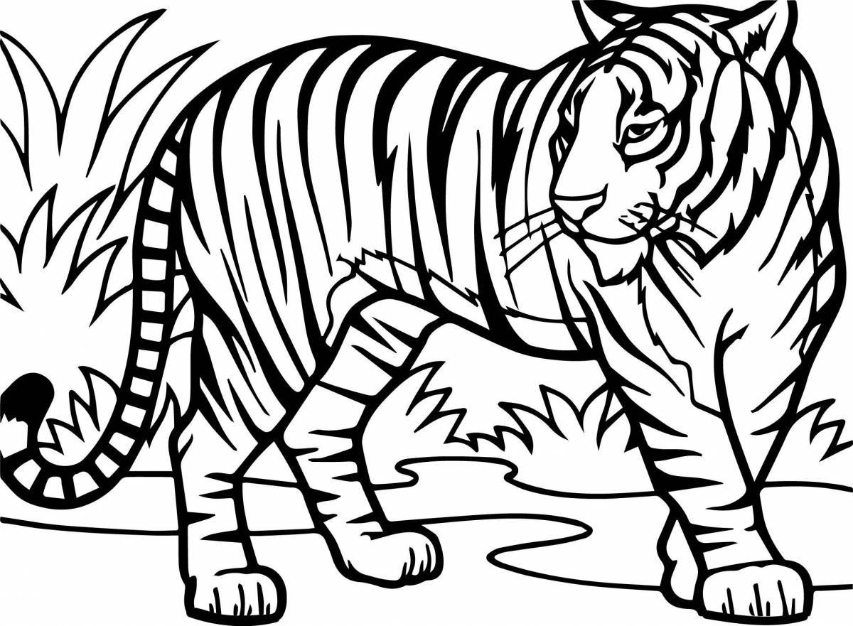 Glowing Amur tiger coloring page