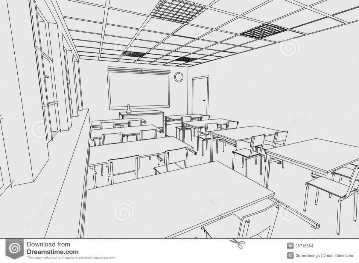 рисунок интерьер классной комнаты