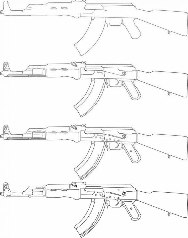 Рисунок автомата калашникова распечатать