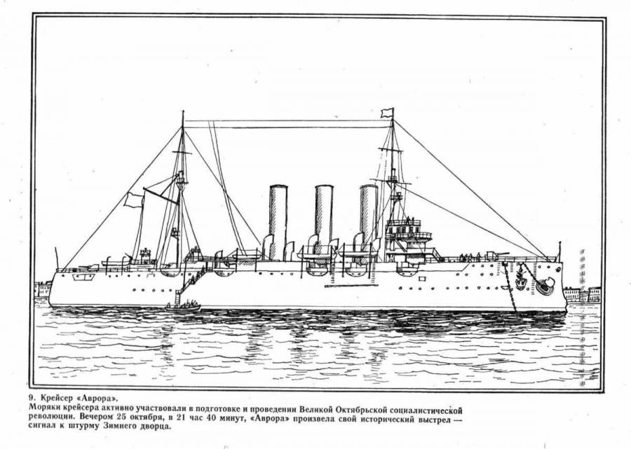 Крейсер аврора рисунок для детей