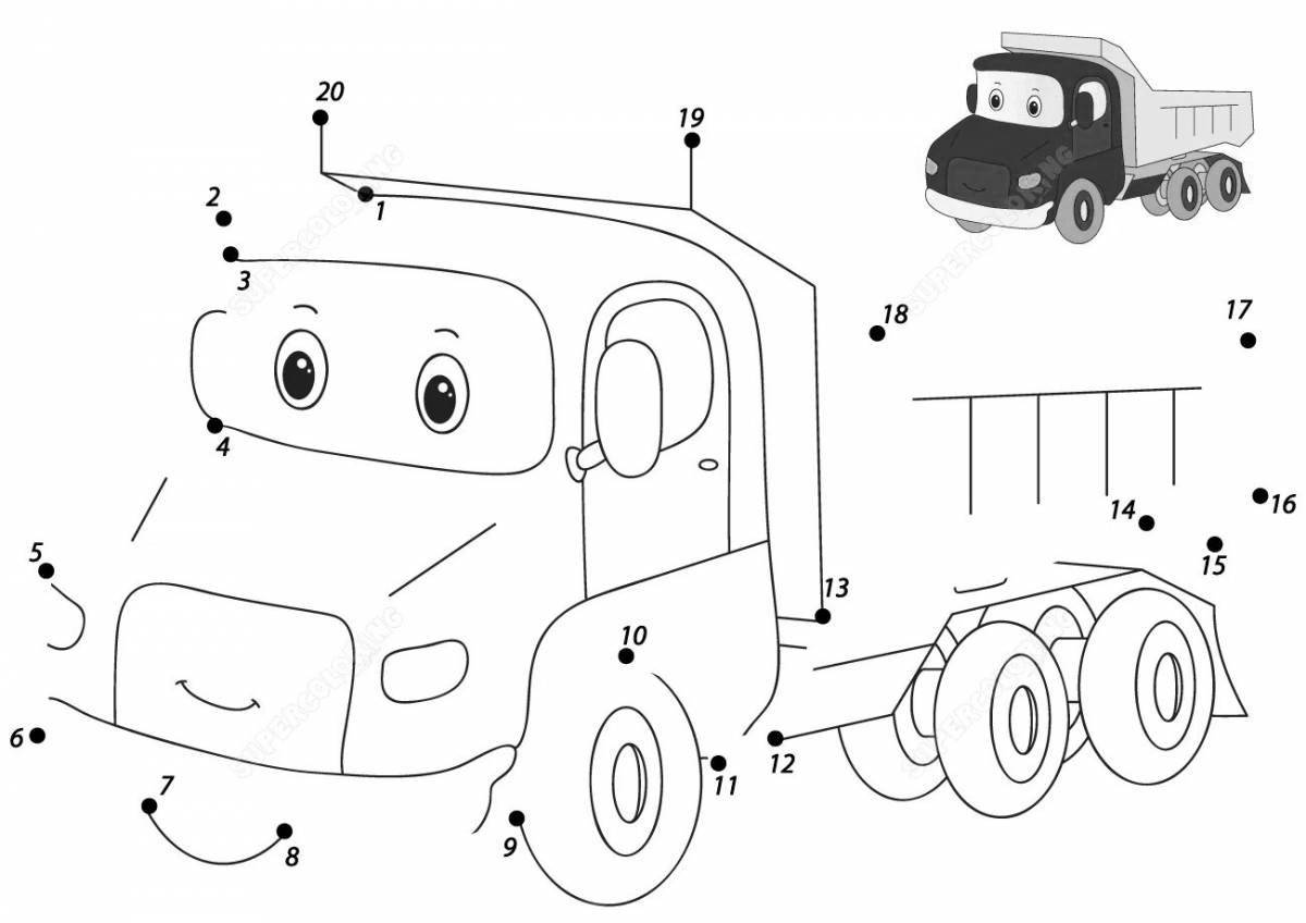 Cute truck number coloring page