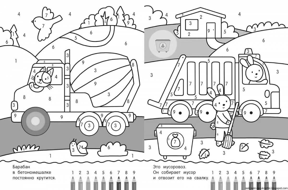 Раскраска увлекательный номер грузовика