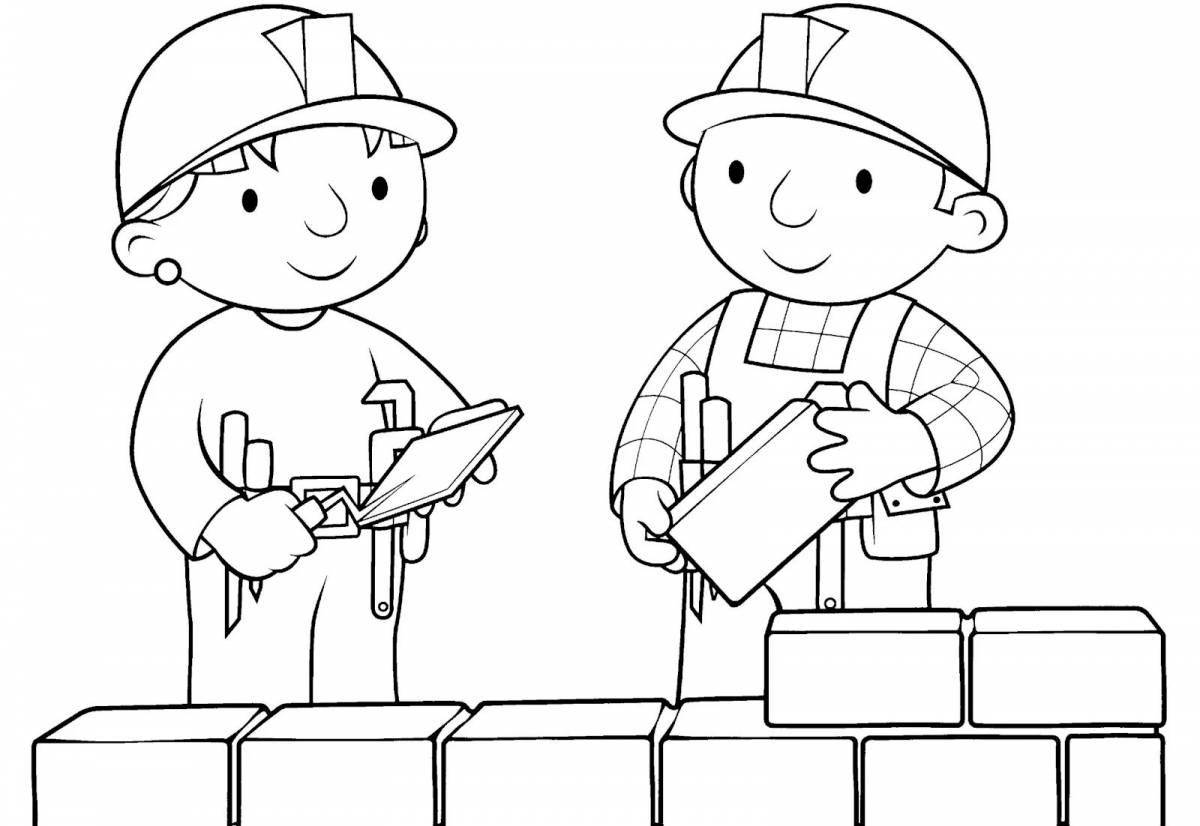 A fun bricklayer coloring book for kids
