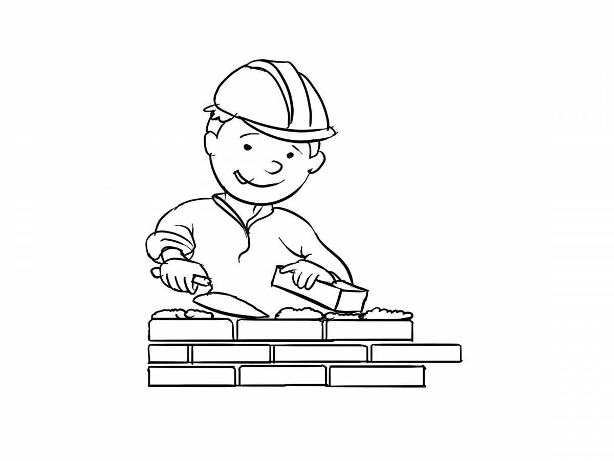 Creative bricklayer coloring book for kids