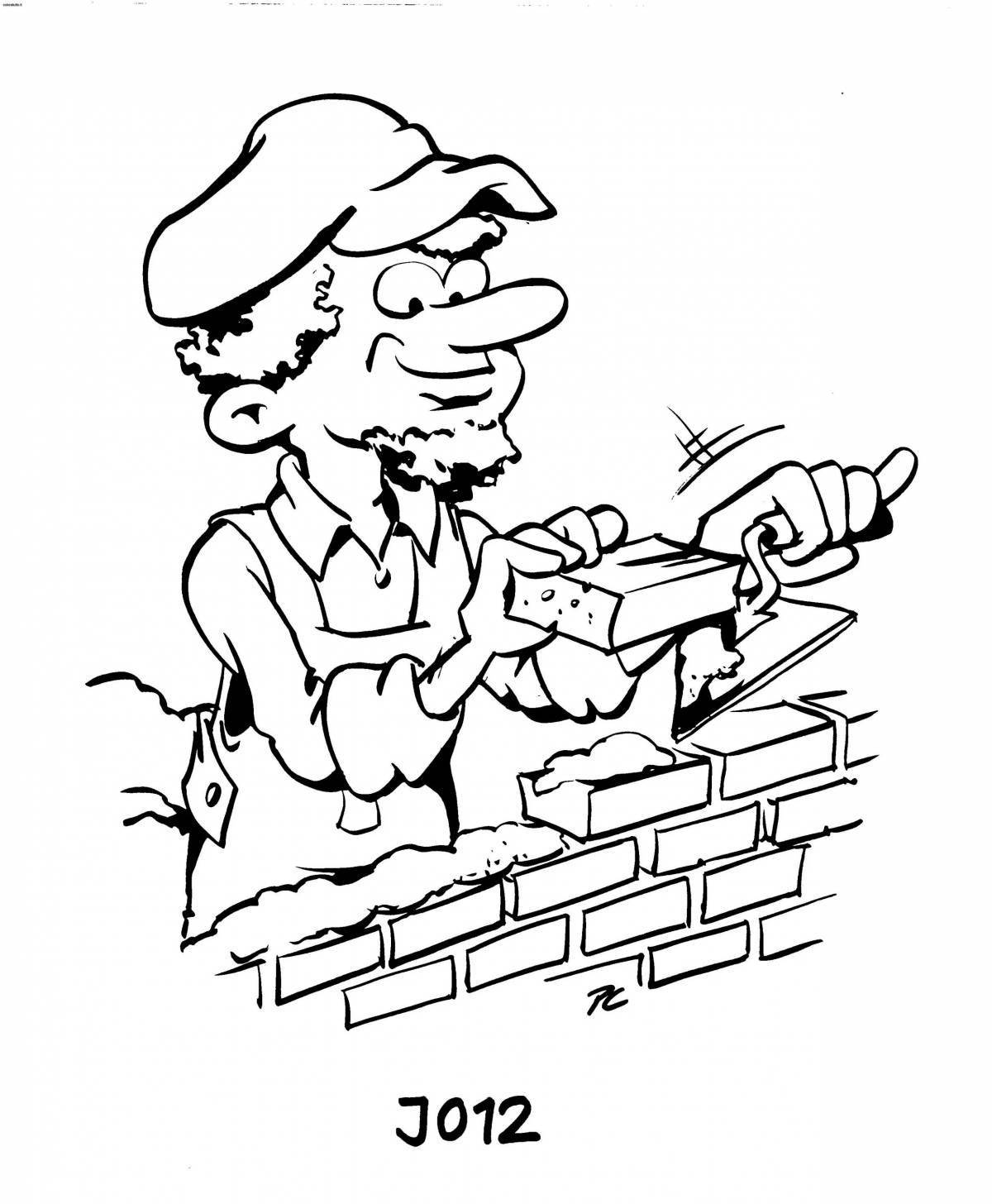 Inspiring bricklayer coloring book for kids