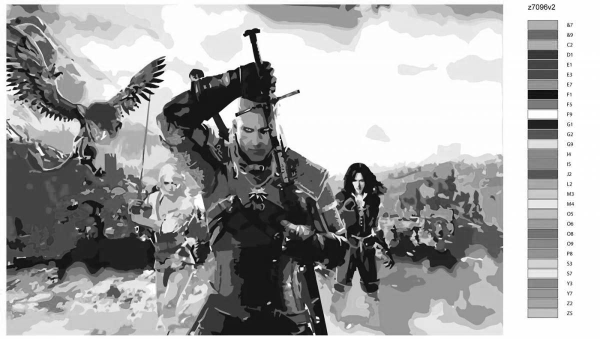 Раскраска splendid witcher по номерам