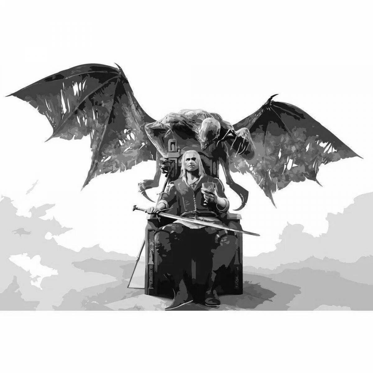 Красочная раскраска ведьмак по номерам