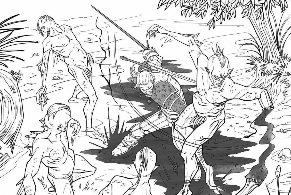 Радостный ведьмак раскраска по номерам