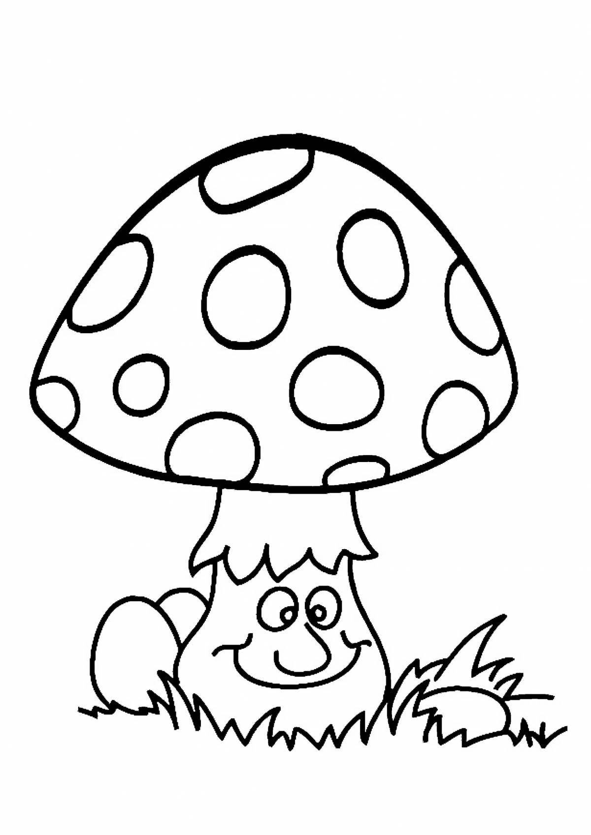 Colouring colorful mushroom fly agaric