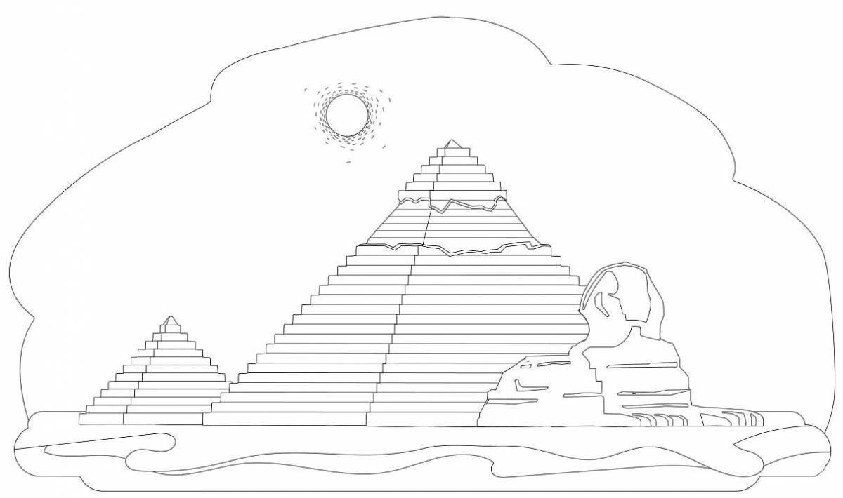 Grand coloring page каштановая египетская пирамида