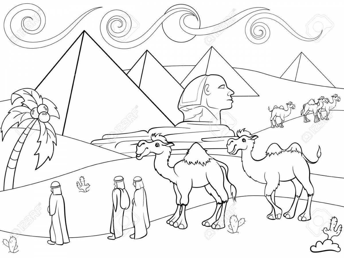 Amazing chestnut Egyptian pyramid coloring book
