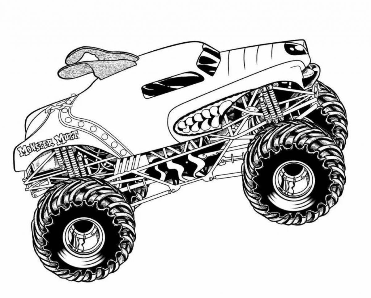 Monster jam playful coloring page