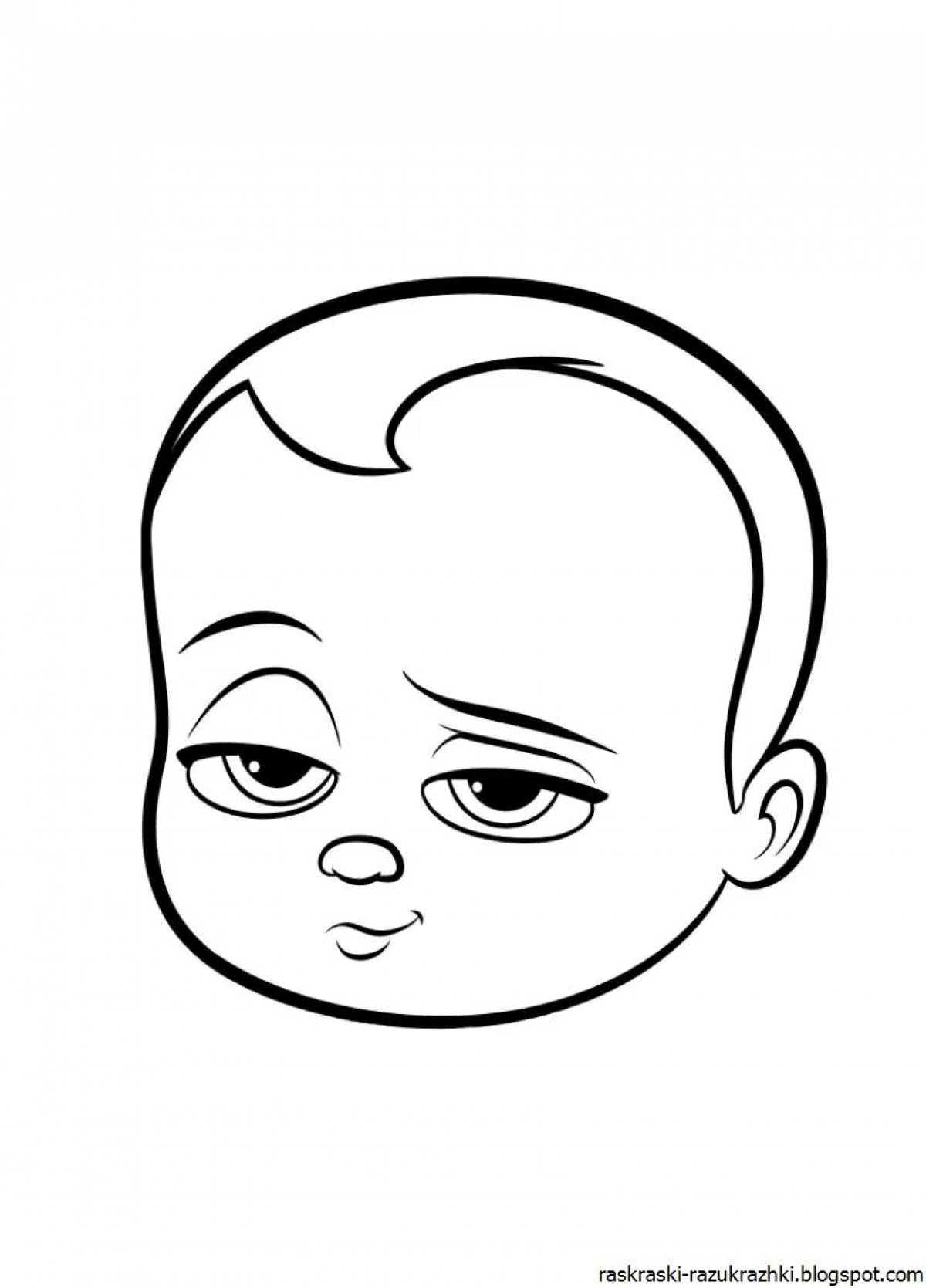 Playful baby face coloring page for kids