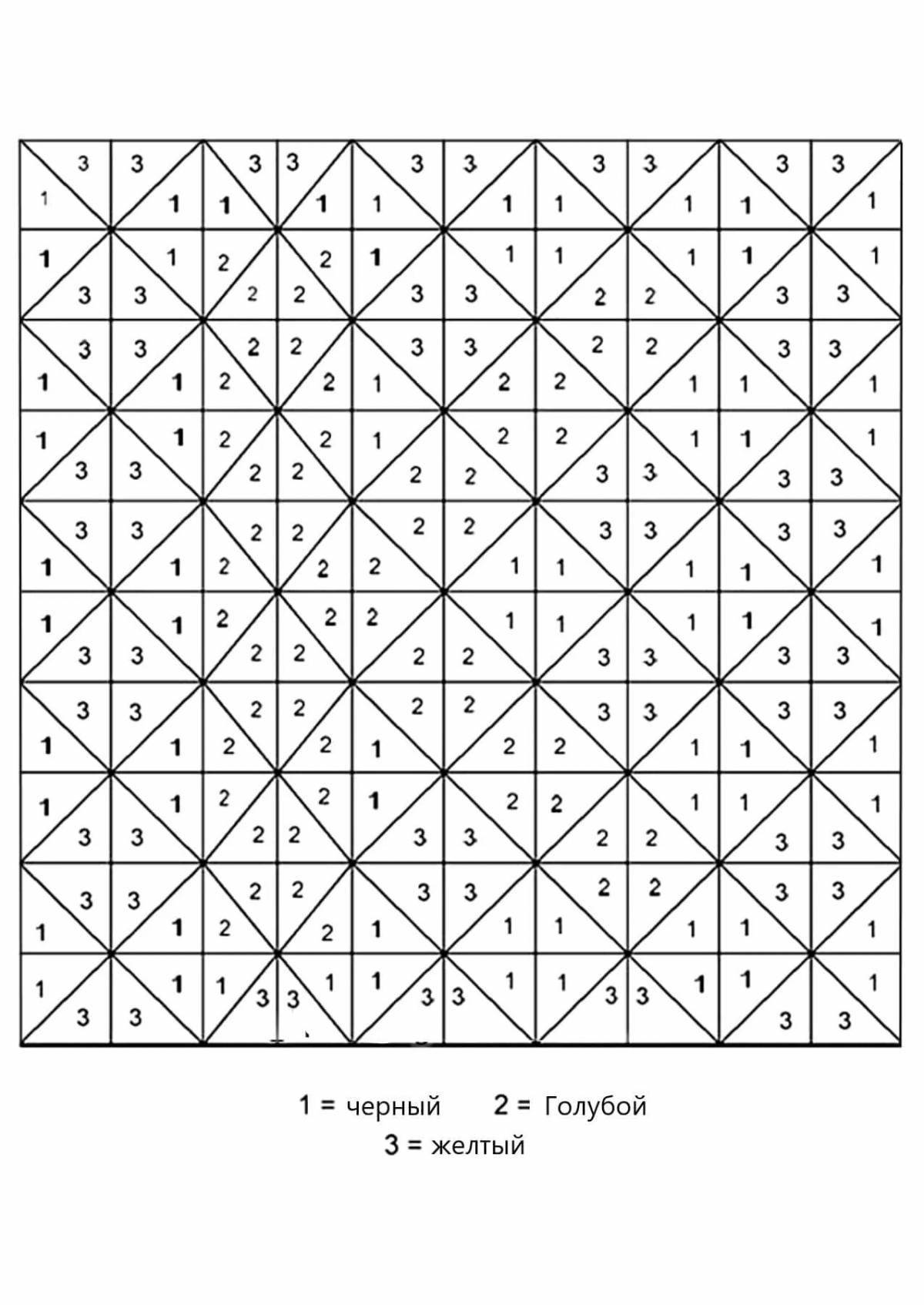 Colorful coloring by squares with numbers