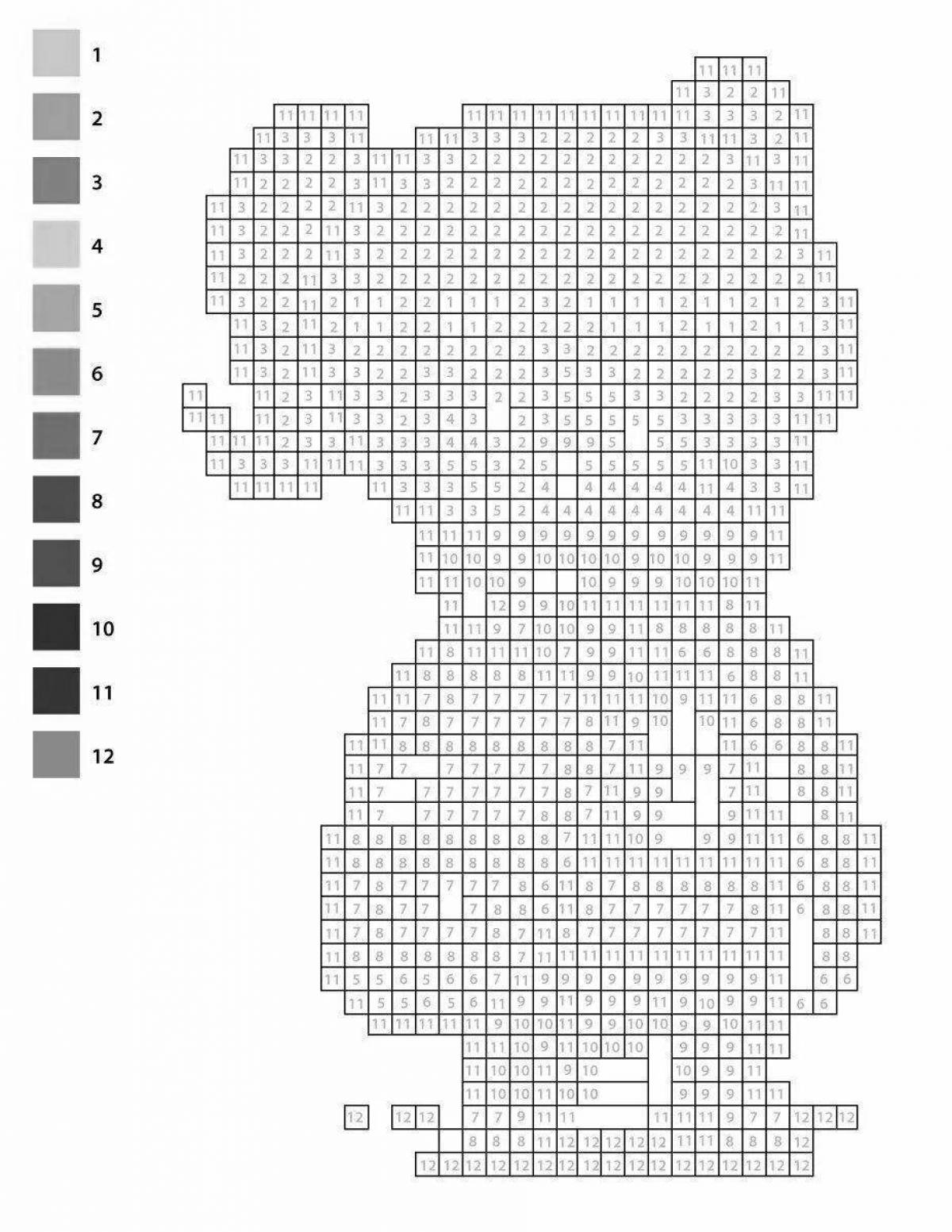 Inspirational coloring by squares with numbers