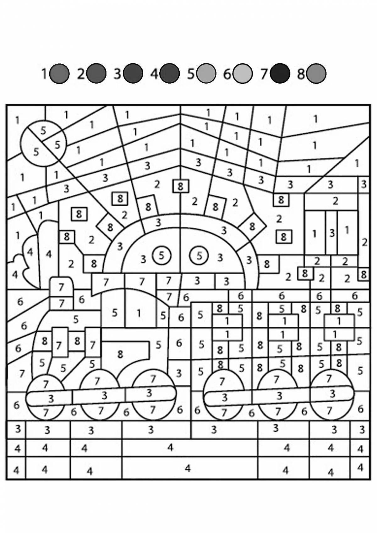 Crazy coloring by squares with numbers