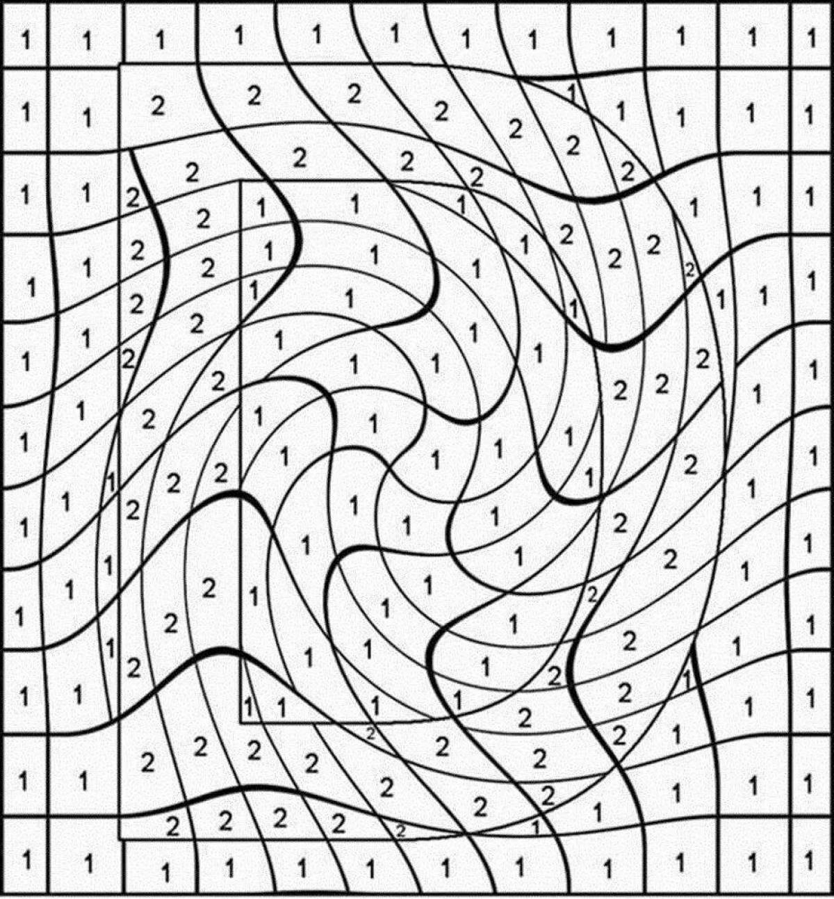 Color-brilliant coloring page by squares with numbers