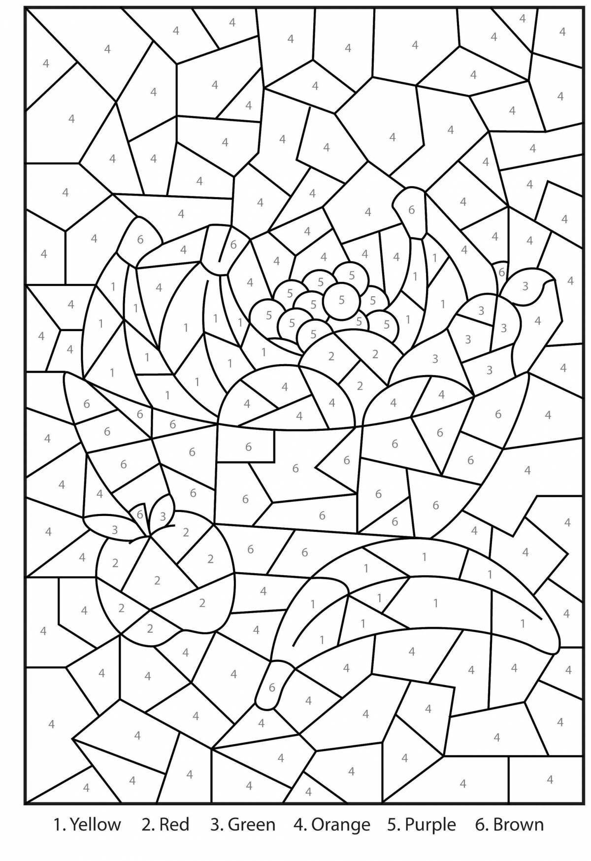 Color-joful coloring page by squares with numbers
