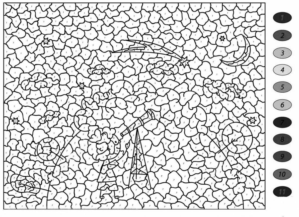 Colorful fun coloring by squares with numbers