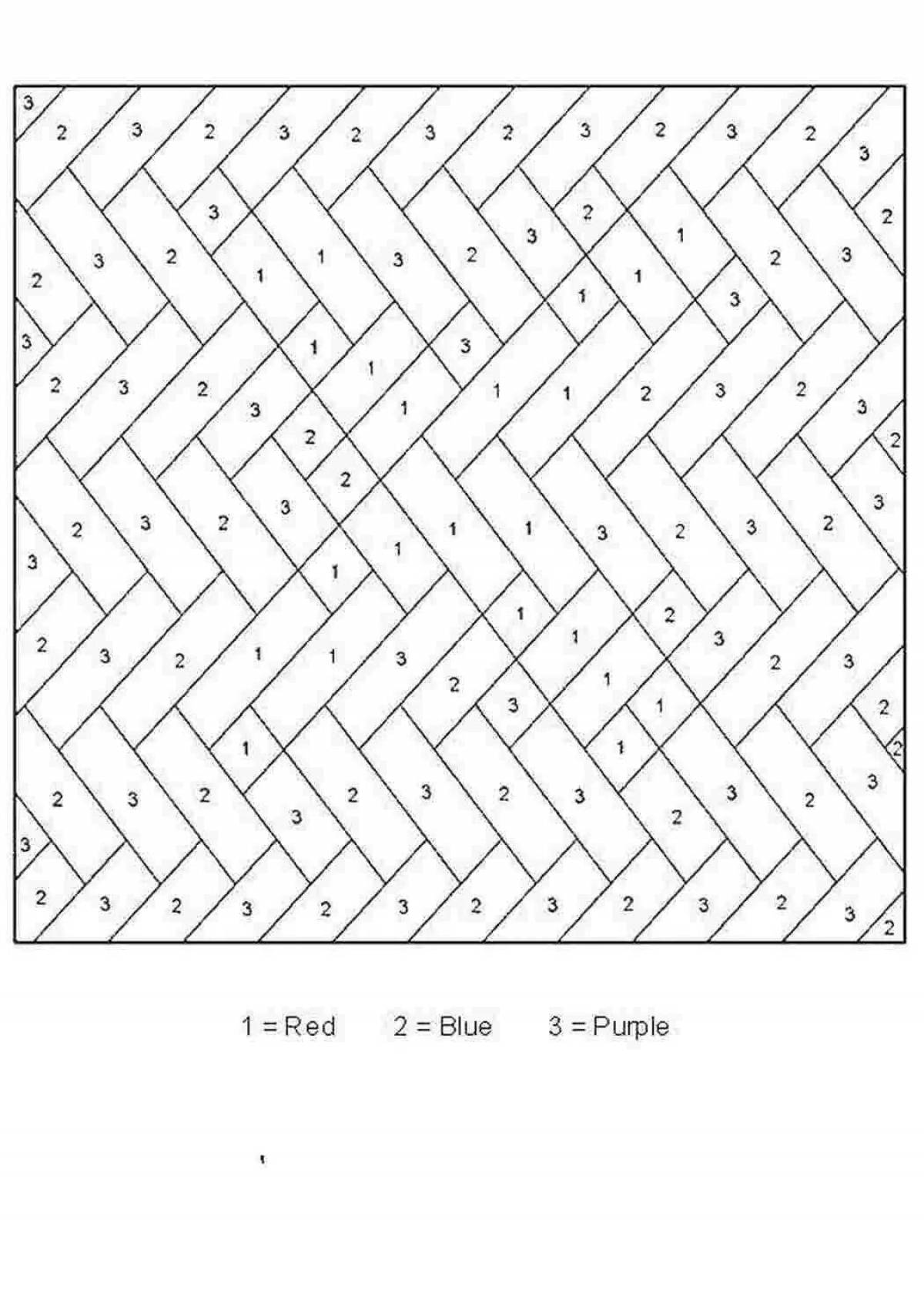 Exciting coloring by squares with numbers