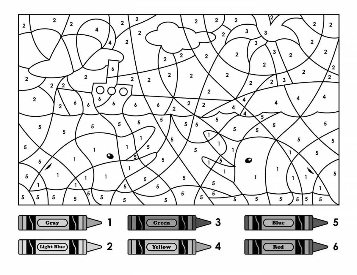 Color-frenzied grade 2 coloring page by numbers