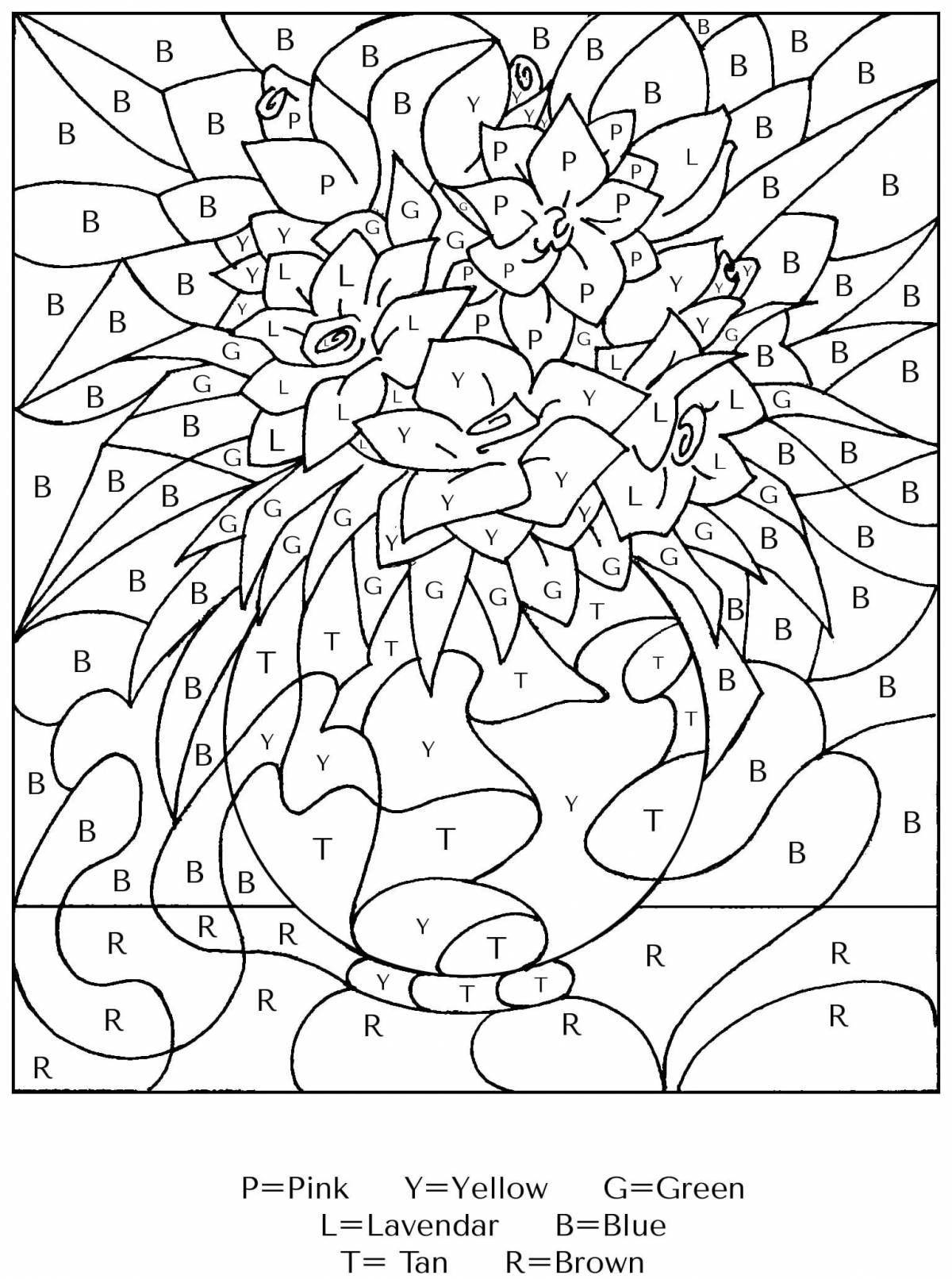 Color-vivid grade 2 coloring page by numbers