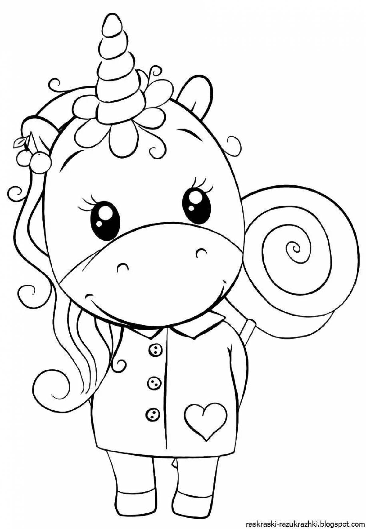 Cute unicorn animal coloring book for girls