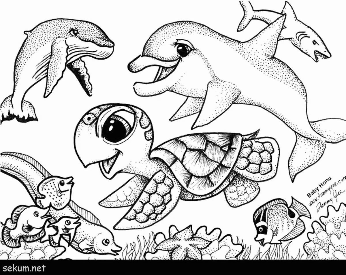 Royal coloring pages animals of the seas and oceans