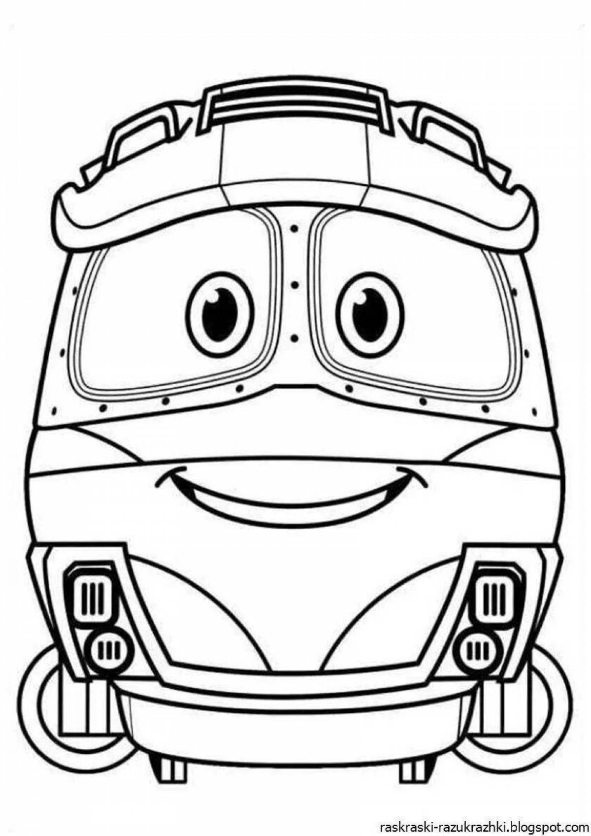 Exciting robot train coloring page