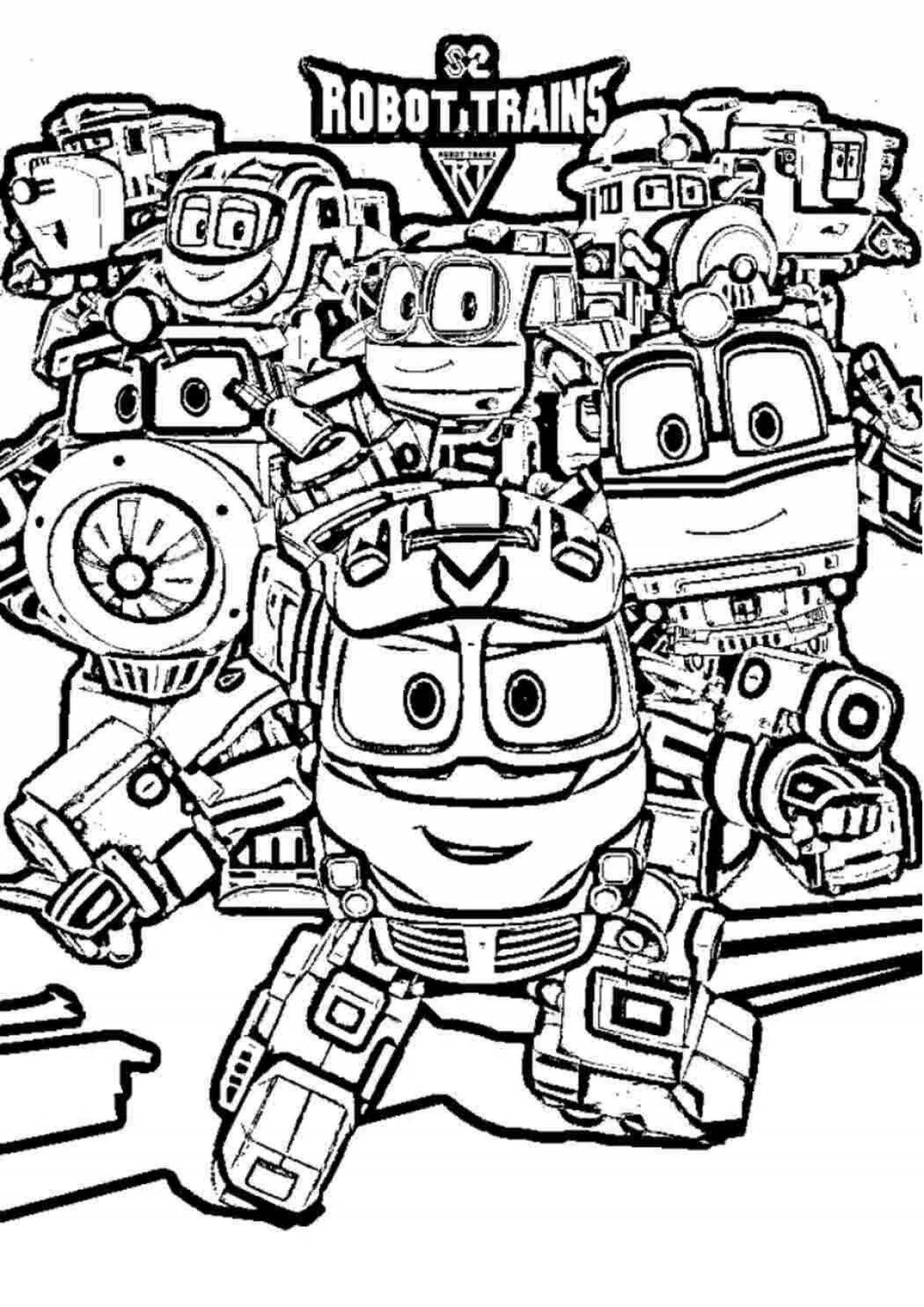 Color-frenzy robot train coloring page