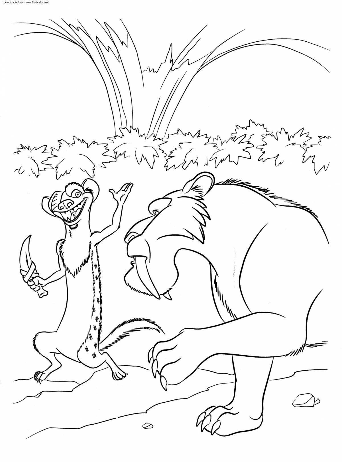 Photo Adorable ice age dinosaur coloring book
