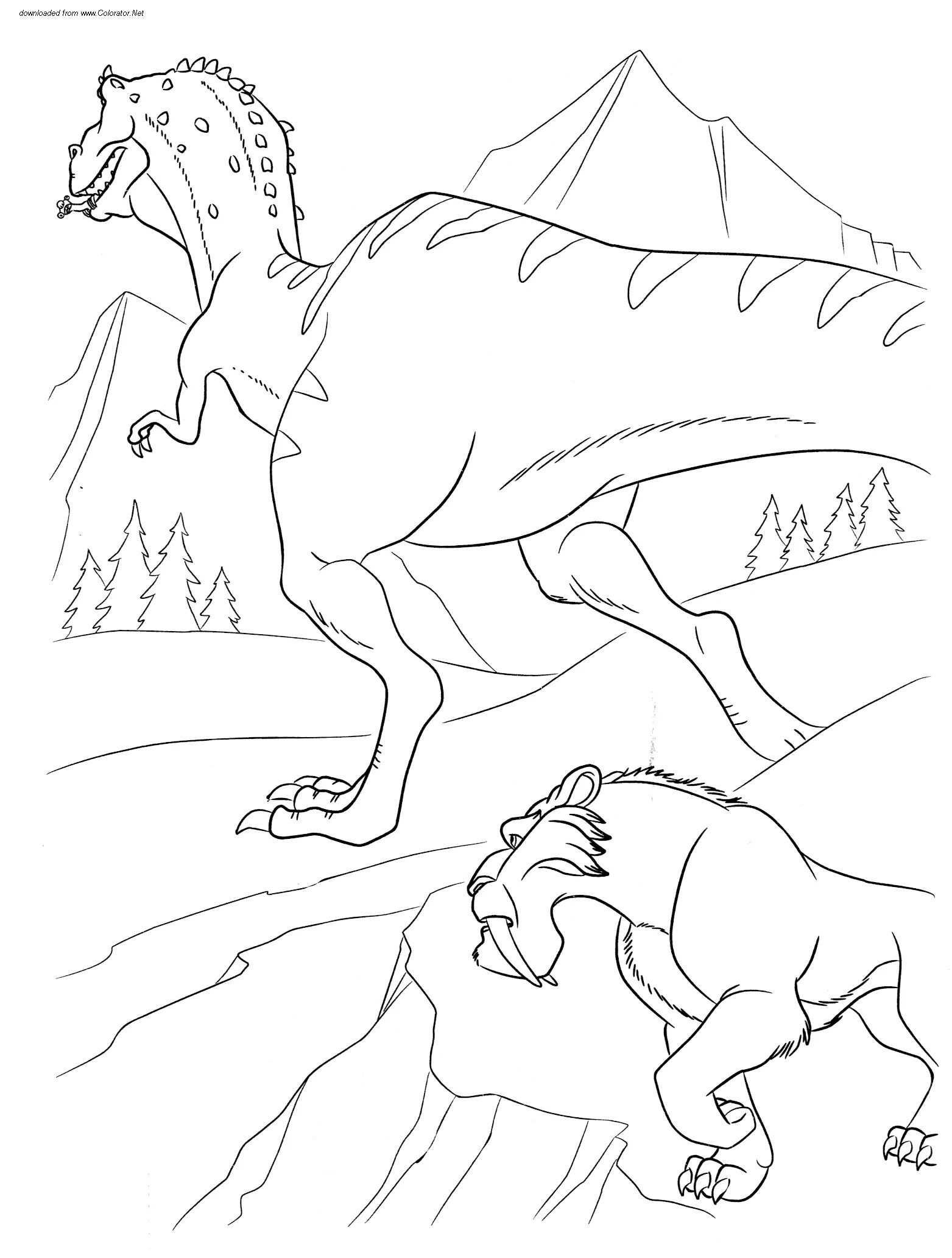Tempting Ice Age Dinosaur Coloring Page