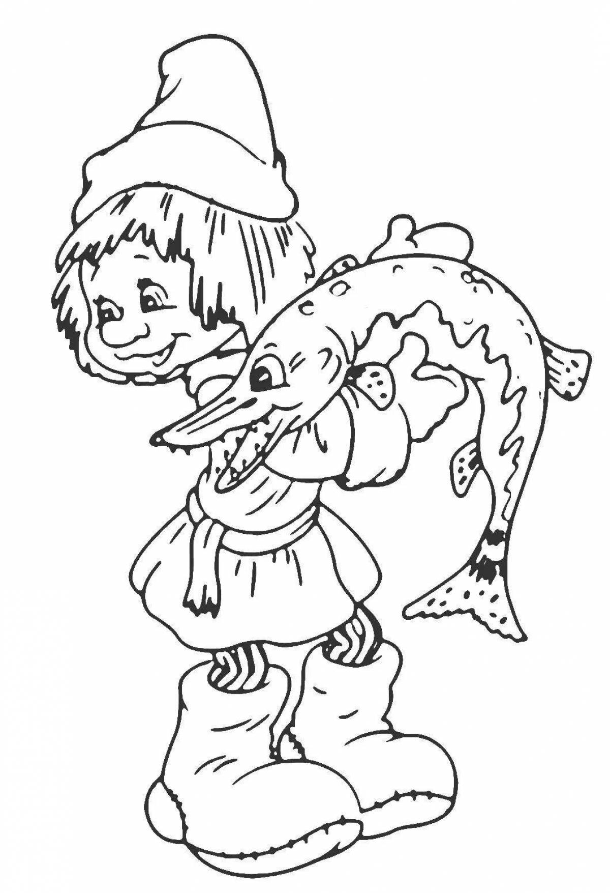 Tempting coloring book with heroes of Russian fairy tales