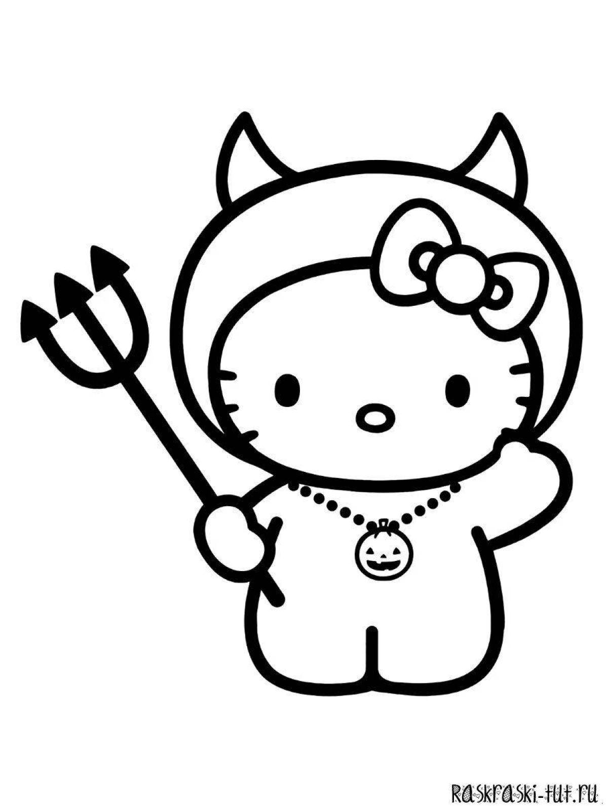 Cute little hello kitty kuromi coloring page