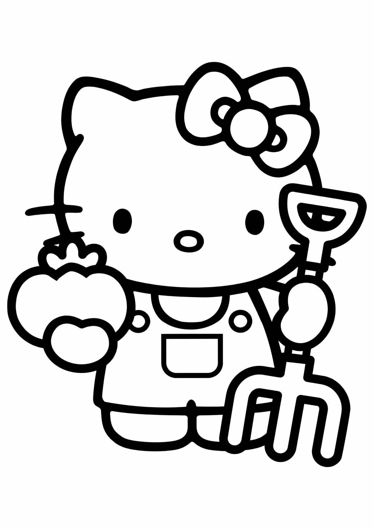 Funny little hello kitty kuromi coloring page