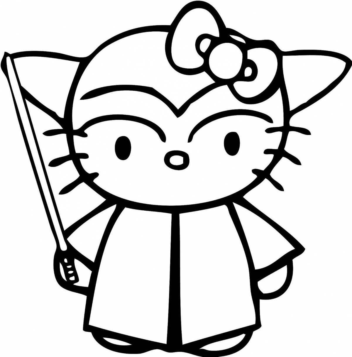 Quirky little hello kitty kuromi coloring page