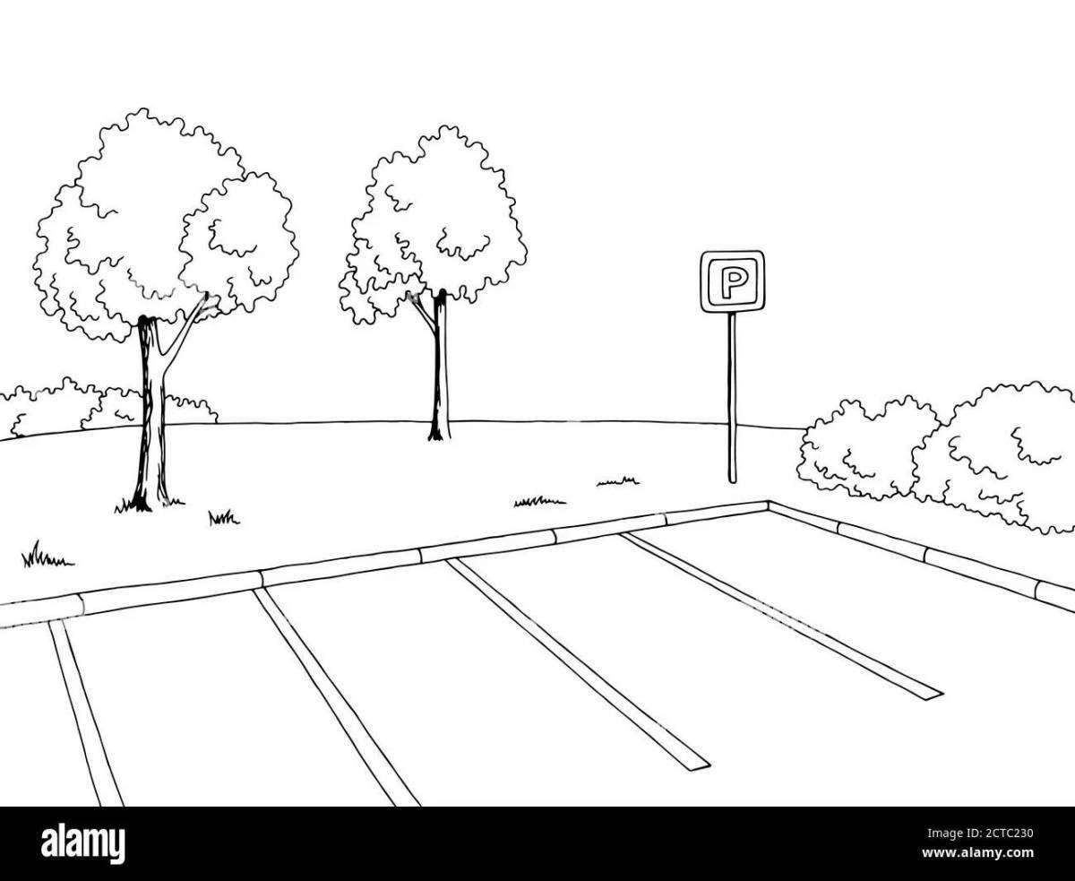 Car parking coloring page
