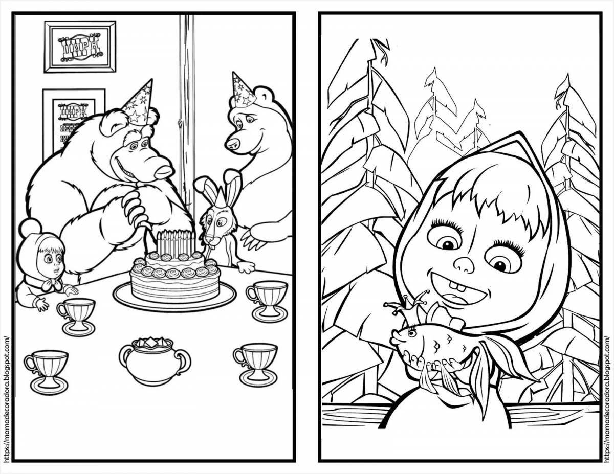 Coloring radiant Masha and the Bear Lux