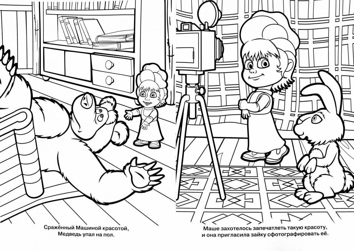 Coloring funny Masha and the bear deluxe