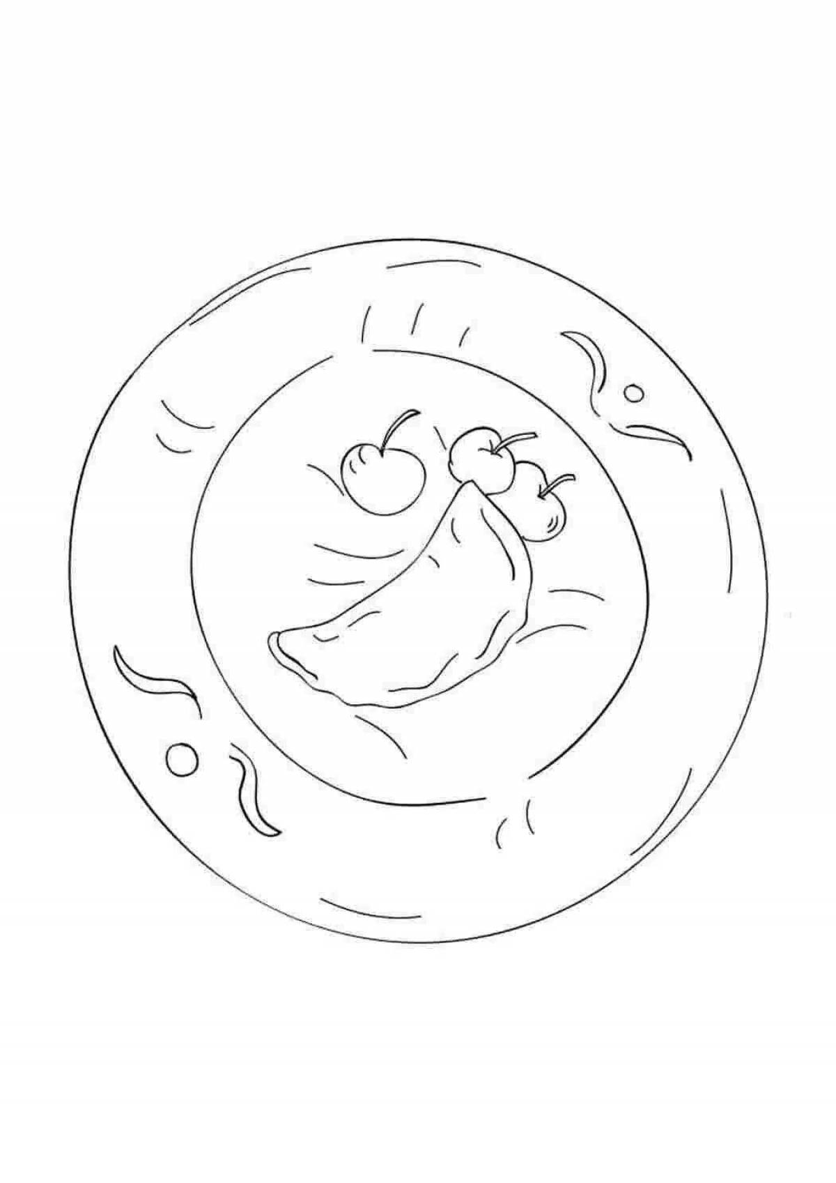 Раскраска Яркий рисунок тарелки для самых маленьких