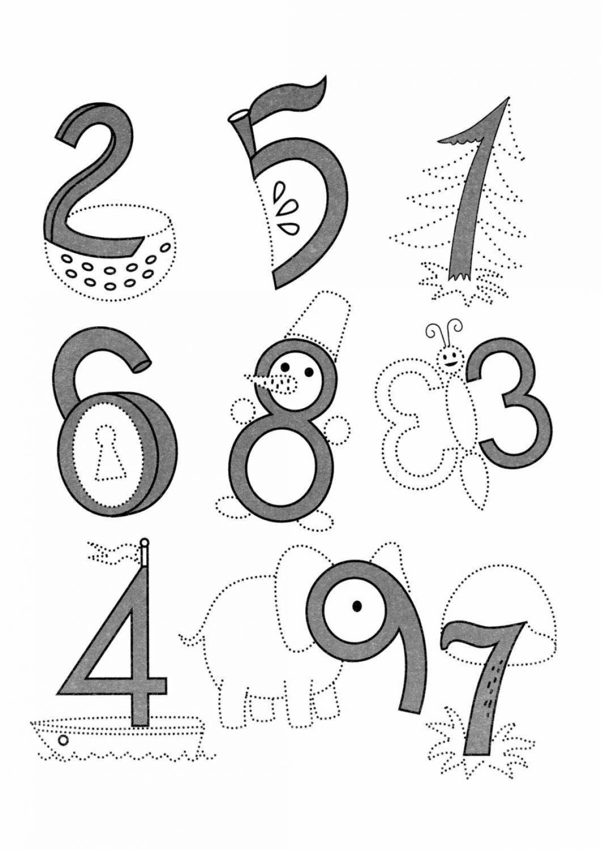 Colorful animal shaped numbers coloring book