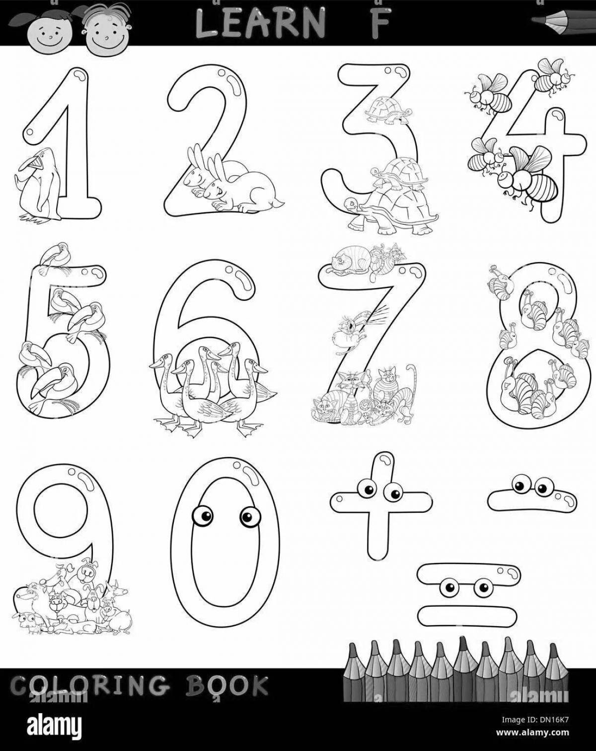 Color-loving animal shaped numbers coloring pages