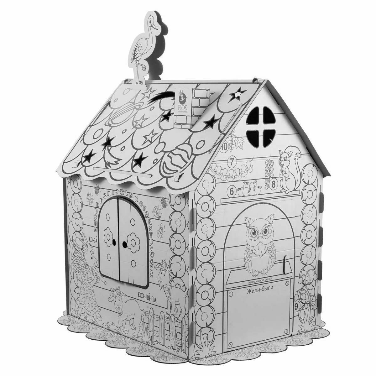 Coloring page price of bright cardboard house