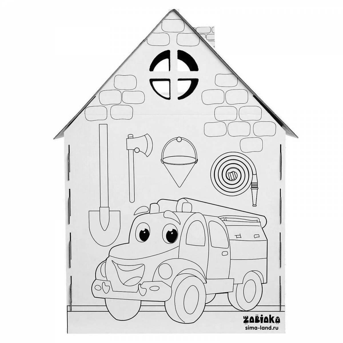 Coloring book price of a sparkling cardboard house