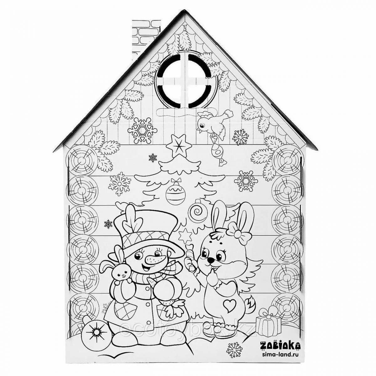 Coloring page charming cardboard house price